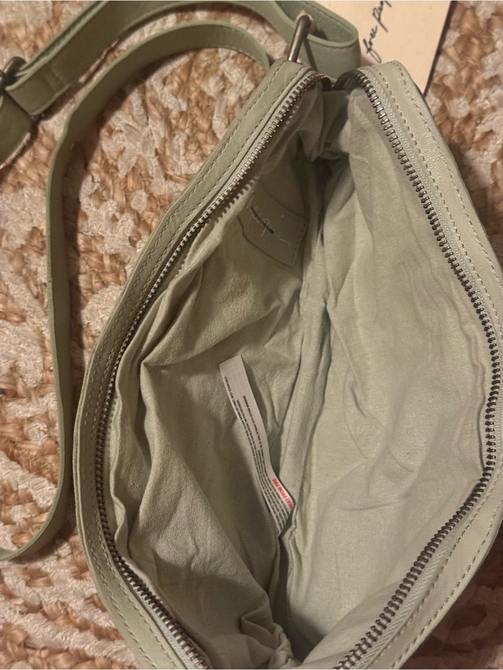 RARE Free People Jagger Leather Sling Bag Seafoam Crossbody Boho New With Tag - Picture 4 of 10
